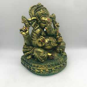 Ganesh Ganesha Ganpati Ganapati Hindu God Hindu God Ganesh fiber idol Green Gold