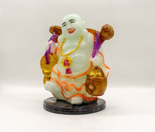 Load image into Gallery viewer, Buddha Figurine Lucky Laughing Buddha Statue White Fiber Home Decorations