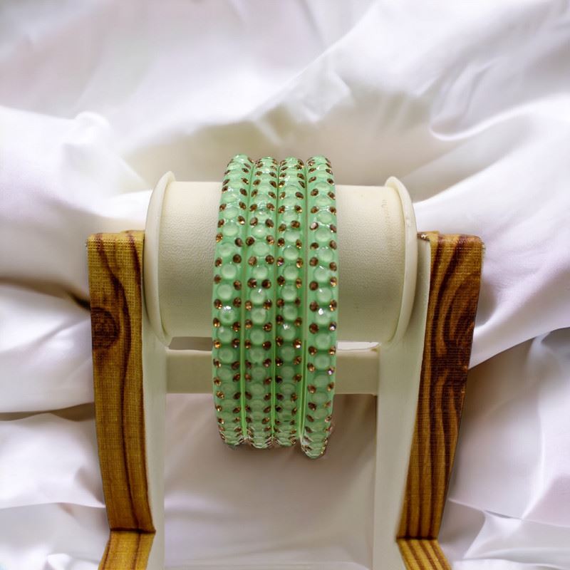 Indian Plastic Bangles Set of 4-Stone Work Women Girl Wedding Special Bangles