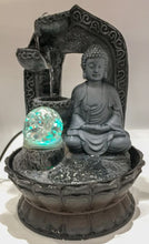 Load image into Gallery viewer, Gautam buddha Water Fountain GREY Buddha with LED Light Indoor Water Fountain