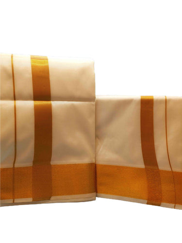 Veshti Dhoti Mundu Vatti Vetti Sattai for Men Pattu Silk Blend with Ready Angavastram Shawl