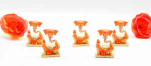 LORD GANESHA NECK ORANGE COLOR GANPATI CAR DASH BOARD SMALL STATUE HINDU METAL