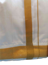 Load image into Gallery viewer, Velcron Veshti Dhoti Mundu Vatti Vetti Sattai for Men Pattu Silk Blend with Ready Angavastram Shawl