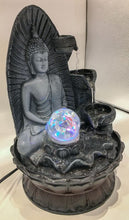 Load image into Gallery viewer, Gautam buddha Water Fountain GREY Buddha with LED Light Indoor Water Fountain