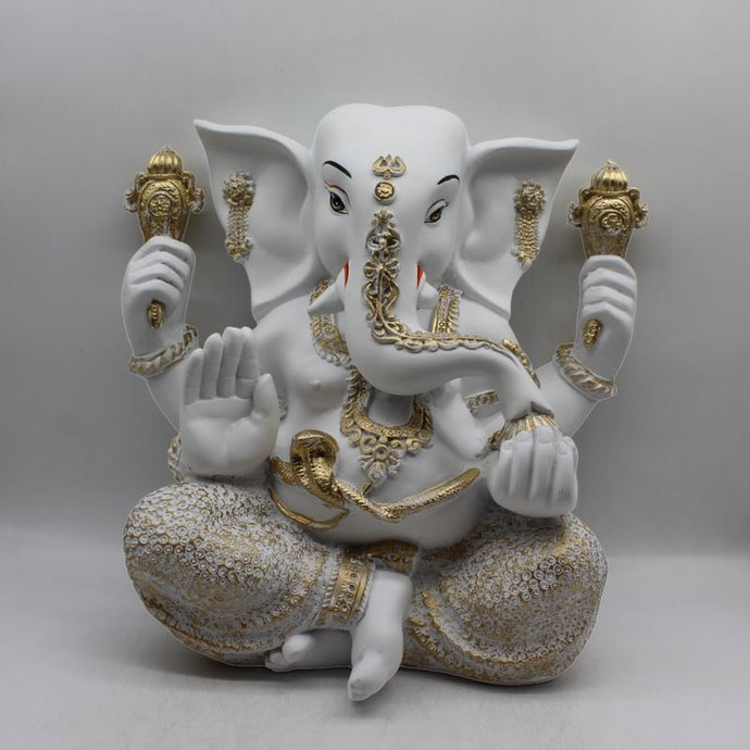 Ganesh Ganesha Ganpati Ganapati Hindu God Hindu God Ganesh fiber idolWhite