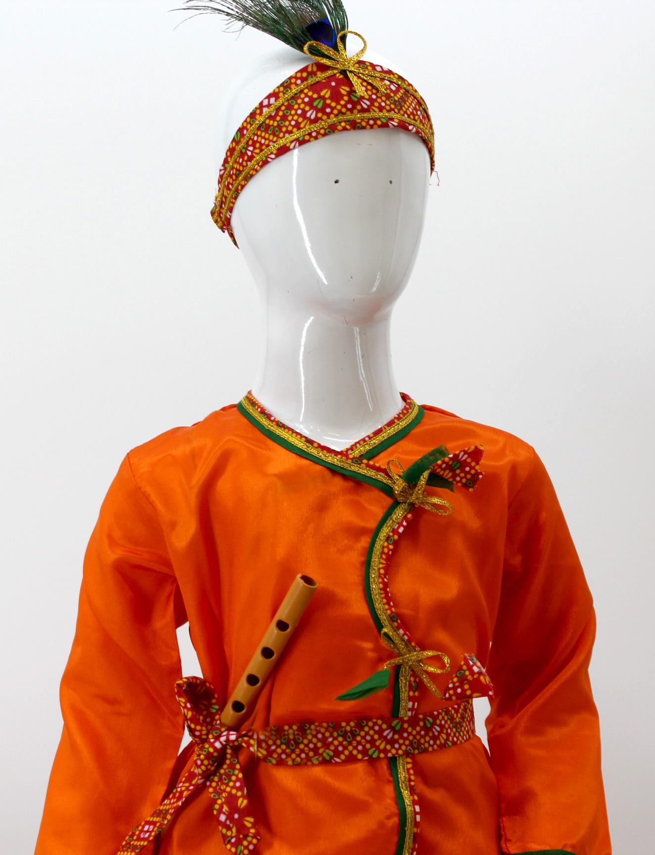 Krishna Suit Fancy Dress in Art Silk Fabric for Kid for Krishnaleela / Janmashtami / Kanha / Mythological Character Costume