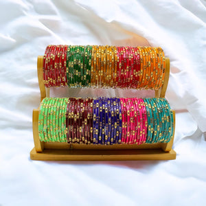 Indian Glass Bangles Set Of 12-Stone Work Women Girl Wedding Special Bangles