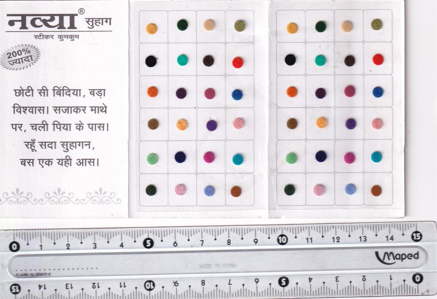 Coloured Bindi round Forehead Tika, Face Jewels Body Art Bollywood Bindis Self Adhesive Stickers Clinically Tested Safe for Skin - Size 3 to Size 10