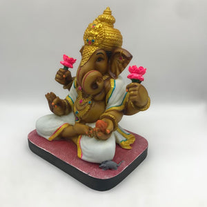 Ganesh Ganesha Ganpati Ganapati Hindu God Ganesh fiber idol Brown White