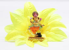 Load image into Gallery viewer, LORD GANESHA  DANCE GOLD &amp; ORANGE COLOR CAR DASH BOARD SMALL STATUE HINDU METAL