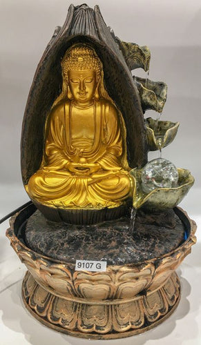 Gautam buddha Water Fountain Golden Buddha with LED Light Indoor Water Fountain