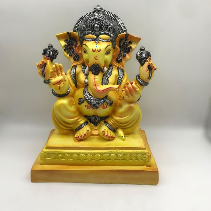 Ganesha Ganesh Ganpati Hindu Elephant God Diwali Pooja Ganpati fiber idol Yellow