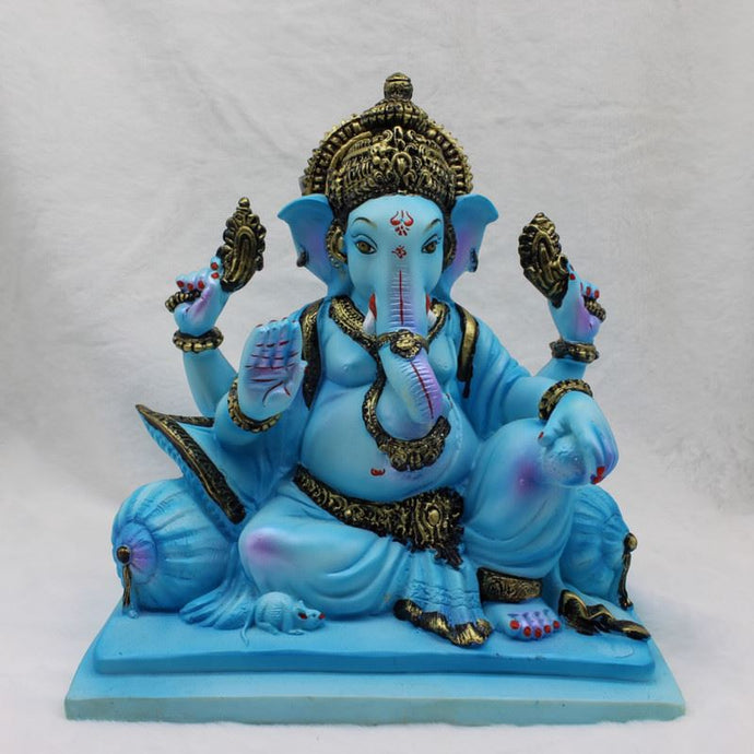 Ganesh Ganesha Ganpati Ganapati Hindu God Hindu God Ganesh fiber idol Blue