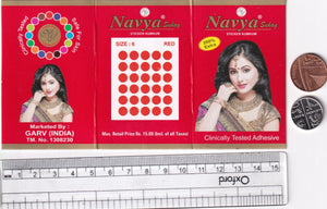 Coloured Bindi round Forehead Tika, Face Jewels Body Art Bollywood Bindis Self Adhesive Stickers Clinically Tested Safe for Skin - Size 3 to Size 10