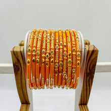 Load image into Gallery viewer, Indian Glass Bangles Set Of 12-Stone Work Women Girl Wedding Special Bangles