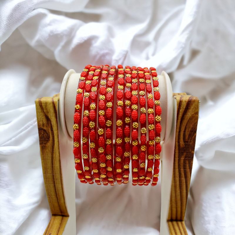 Indian Glass Bangles – Raised Dot Pattern, Set of 12
