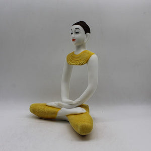 Buddha Sitting Medium,Buddha, showpiece Decorative Statue idolWhite-Yellow