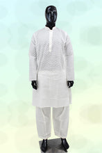 Load image into Gallery viewer, Men&#39;s Cotton Kurta Pyjama Set Achkan - White