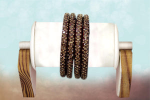 Glass Bangles Set of 4 - Golden Stone Decorated Bollywood Traditional Beautiful Bangle Set for Women Girl Wedding Special