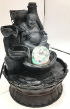 Load image into Gallery viewer, Buddha Water Fountain GREY Buddha with LED Light Indoor Water Fountain