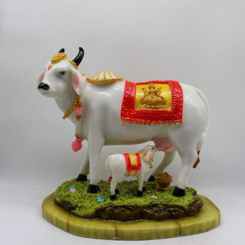 Kamdhenu Cow Gau Mata,Nandi cow Statue Hindu God For Home Decor White