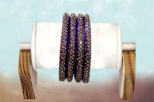 Glass Bangles Set of 4 - Golden Stone Decorated Bollywood Traditional Beautiful Bangle Set for Women Girl Wedding Special