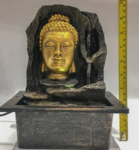 Load image into Gallery viewer, Gautam buddha Water Fountain Grey Buddha with LED Light Indoor Water Fountain