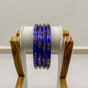 Indian Glass Bangles-Set Of 4 Stone Designed Bollywood Traditional