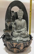 Load image into Gallery viewer, Gautam buddhaWater Fountain Grey Buddha with LED Light Indoor Water Fountain