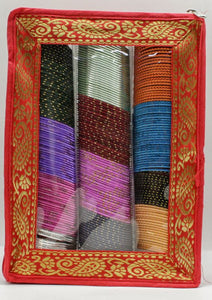 3 Roll Bangle Bracelet Cover Bag INDIAN Chudi Kangan Watch Travel Cases Storage