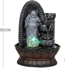 Load image into Gallery viewer, Buddha Water Fountain GREY Buddha with LED Light Indoor Water Fountain