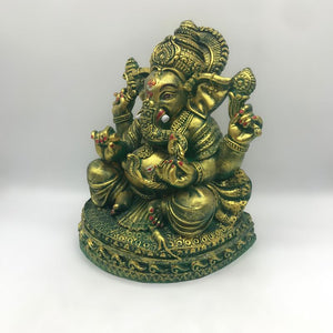 Ganesh Ganesha Ganpati Ganapati Hindu God Hindu God Ganesh fiber idol Green Gold