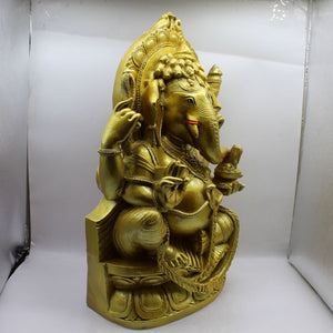 Ganesh Ganesha Ganpati Ganapati Hindu God Hindu God Ganesh fiber idolGold color