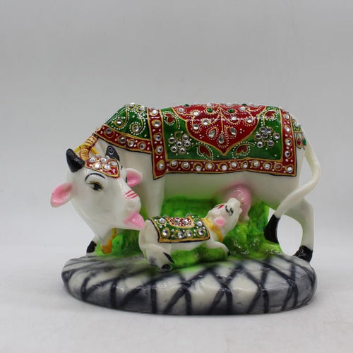 Kamdhenu Cow Gau Mata,Nandi cow Statue Kamdhenu Hindu God For Home Decor White