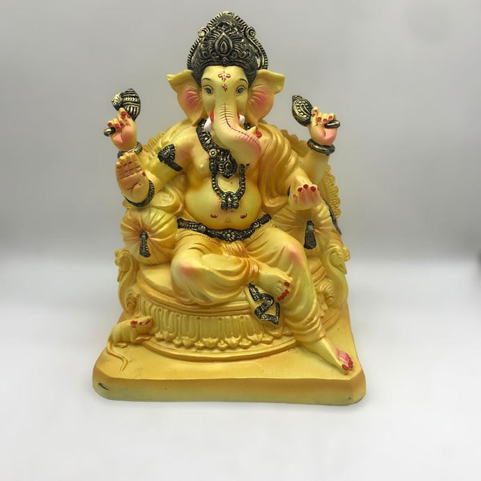 Ganesha Ganesh Ganpati Hindu Elephant God Diwali Pooja Ganpati fiber idol Yellow
