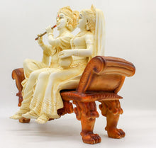 Load image into Gallery viewer, Lord Krishna and radha Hindu God Statue Idol, Sitting statue of lord Krishna and Radha, RADHA KRISHNA GOPALA HARE ANTIQUE MINI STATUE HINDU POOJA TEMPLE