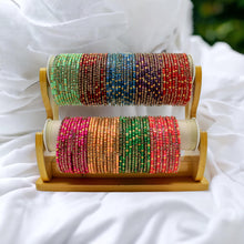 Load image into Gallery viewer, Indian Glass Bangles Set Of 12-Stone Work Women Girl Wedding Special Bangles