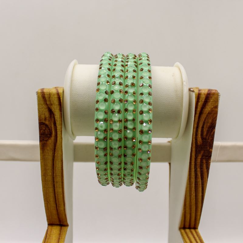 Indian Plastic Bangles Set of 4-Stone Work Women Girl Wedding Special Bangles