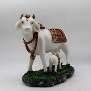 Kamdhenu Cow Gau Mata,Nandi cow Statue Kamdhenu Hindu God For Home Decor White