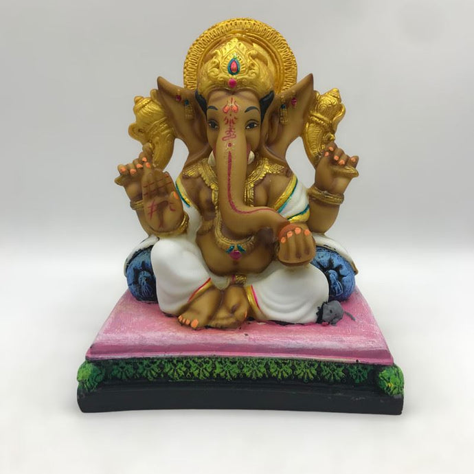 Ganesh Ganesha Ganpati Ganapati Hindu God Ganesh fiber idol Brown White