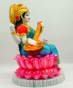MATA SARASWATI MURTI Hindu Goddess Tridevi Statue. Saraswati mata godess of  knowledge carved statue