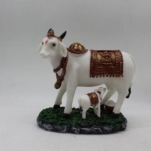 Kamdhenu Cow Gau Mata,Nandi cow Statue Kamdhenu Hindu God For Home Decor White