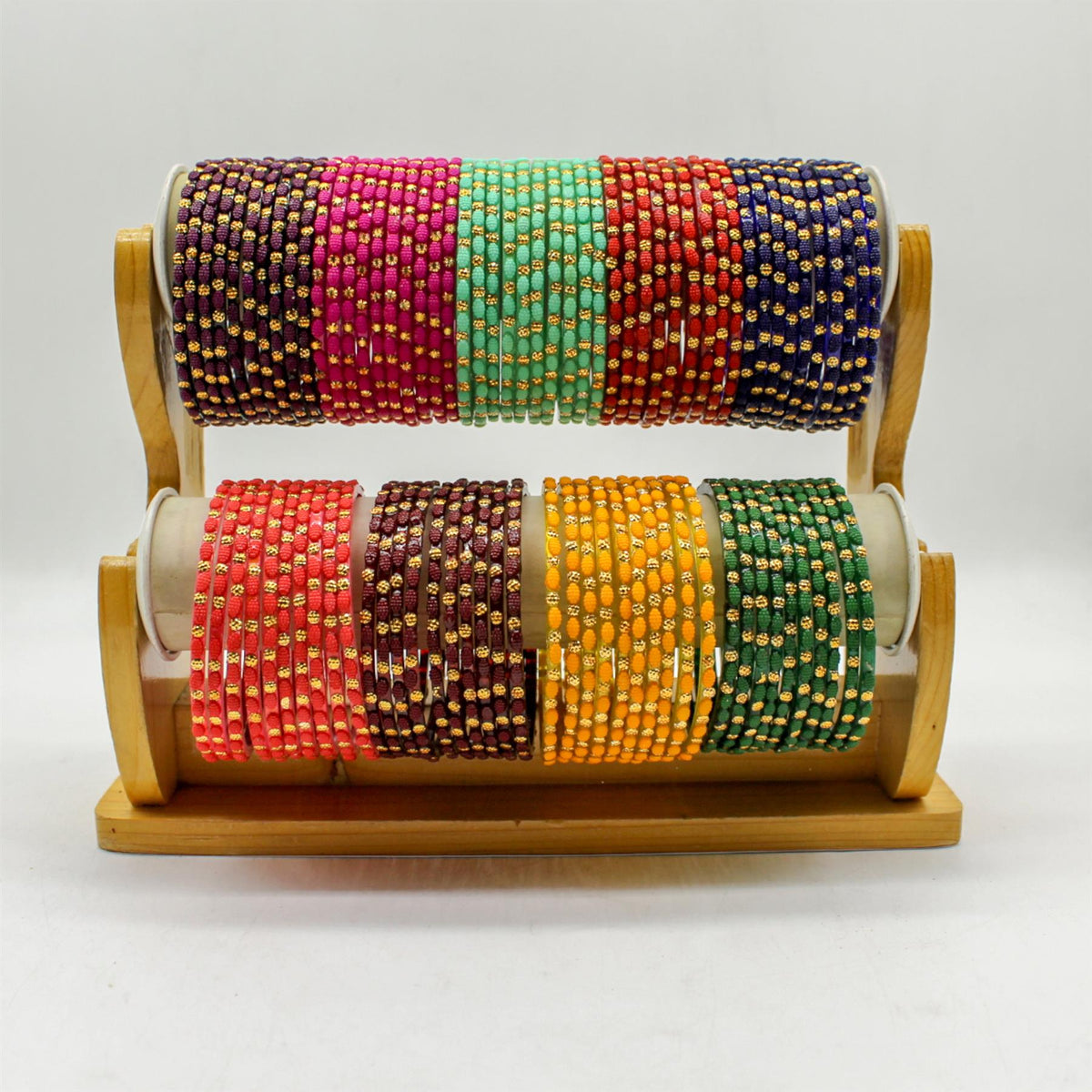Indian Glass Bangles – Raised Dot Pattern, Set of 12