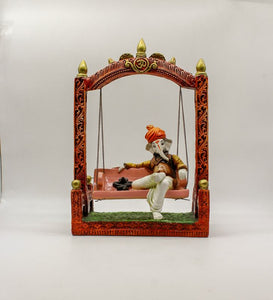 Indian Fiber Lord Ganesha jula Statue for Home & office decor, temple, diwali Pooja