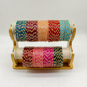 Indian Glass Bangles Set Dot Pattern Bollywood Wedding Style Set Of 12(Puja)