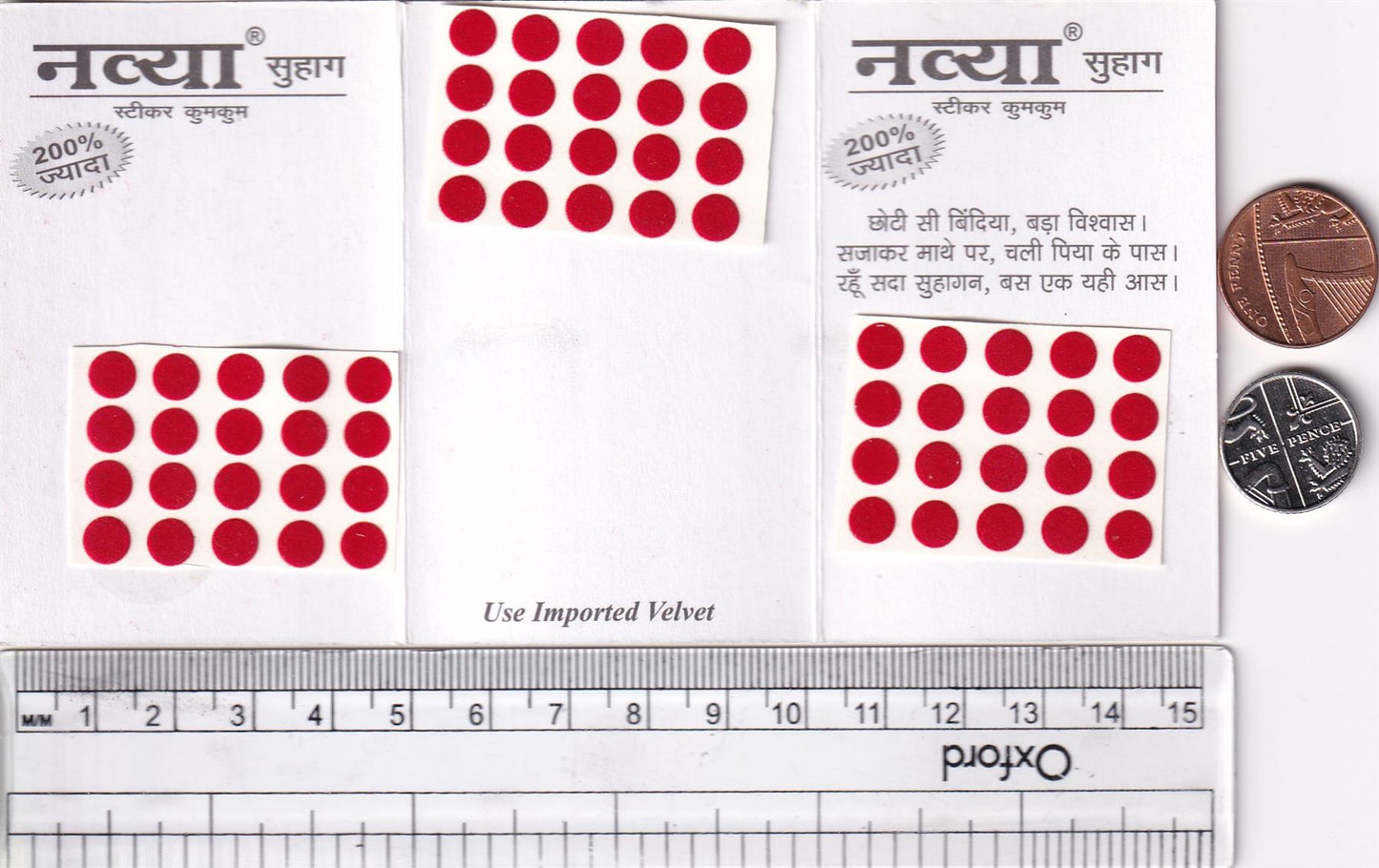 Coloured Bindi round Forehead Tika, Face Jewels Body Art Bollywood Bindis Self Adhesive Stickers Clinically Tested Safe for Skin - Size 3 to Size 10
