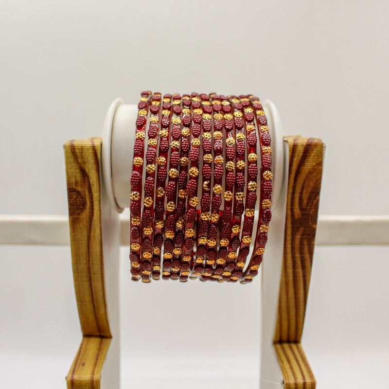 Indian Glass Bangles – Raised Dot Pattern, Set of 12