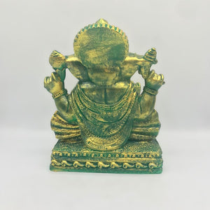 Ganesh Ganesha Ganpati Ganapati Hindu God Hindu God Ganesh fiber idol Green Gold