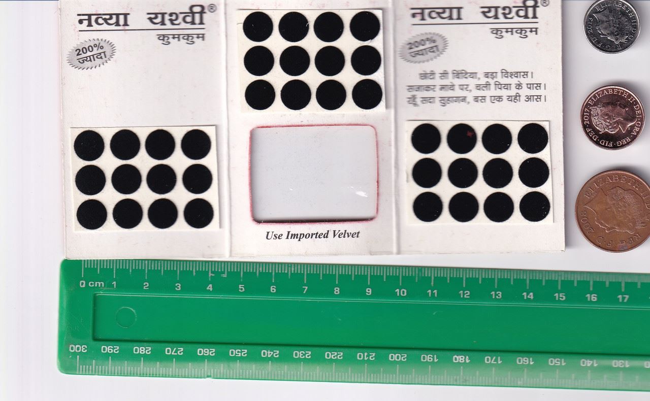Coloured Bindi round Forehead Tika, Face Jewels Body Art Bollywood Bindis Self Adhesive Stickers Clinically Tested Safe for Skin - Size 3 to Size 10