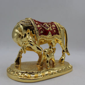 Kamdhenu Cow Gau Mata,Nandi cow Statue Kamdhenu Hindu God For Home Decor Gold